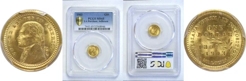 1903 La. Purchase - Jefferson $1 Gold Commemorative PCGS MS-65 Cover