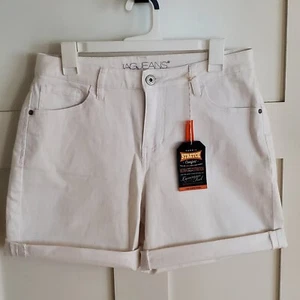 NEW Womens Size 8 32" W White Roll Hem Stretch Shorts Neutral Beach Costal Basic - Picture 1 of 14
