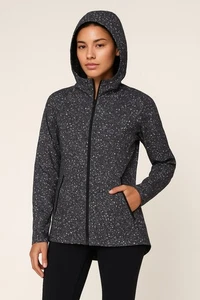 LULULEMON Runaway Jacket W Speckle Dot Parfait Pink Black Hooded Rain Shell Sz 6 - Picture 1 of 11