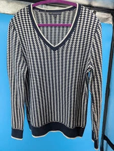Maglione pullover Brooks Brothers 346 maglia cotone donna XL nero bianco lavabile - Foto 1 di 6