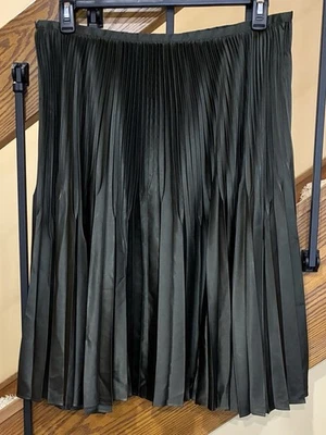 Talbots Vintage Pleated Skirt Dark Moss Green Silk Blend SZ. 16 Petite NWT - Image 1 of 4