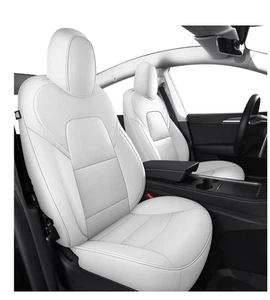 Fundas de asiento Tesla modelo Y cuero blanco impermeable 2020-2022 nuevas en caja 5 asientos - Imagen 1 de 6