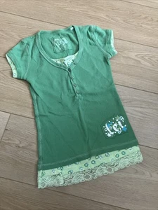 Vtg 00s Y2K Bella Swan L.E.I. Green Short Sleeve Shirt Youth girls 10/12 Layered - Picture 1 of 7