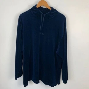 Vintage 90s St Michael M&S Pullover Jumper Womens 20 Navy Blue Velour Plus Size - Picture 1 of 12