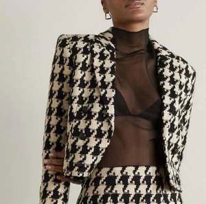 L'Agence Inez Cropped-Blazer Hahnentritt Tweed Größe 8 neu ohne Etikett - Bild 1 von 10
