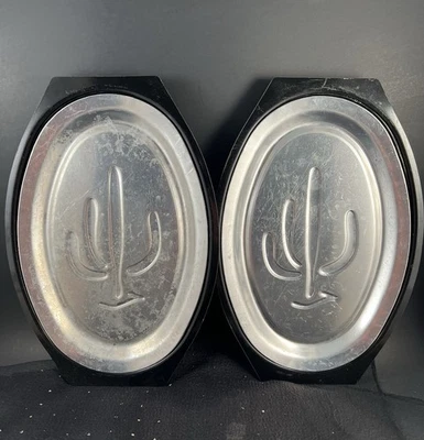 SET 2 Vintage MCM Nordic Ware SERV-A-SIZZLER Steak Fajita Serving Plates Cactus - Image 1 of 4