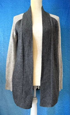 Cárdigan Largo KENAR Gris 100% Cachemira Frente Abierto Suéter Bolsillos Beige Manga S Foto 1 de 4