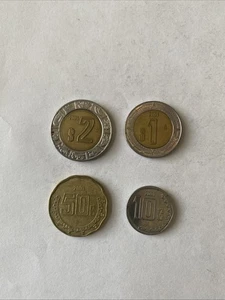4 Mexico Coins-2001: 2 and 1 Pesos, 50 and 10 Centavos-Circulated - Picture 1 of 7