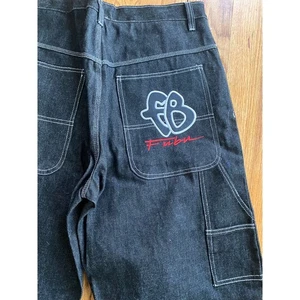 Vintage Fubu Jeans Mens 40x33 Black Dark Wash Baggy Relaxed Carpenter Made USA - Picture 1 of 6