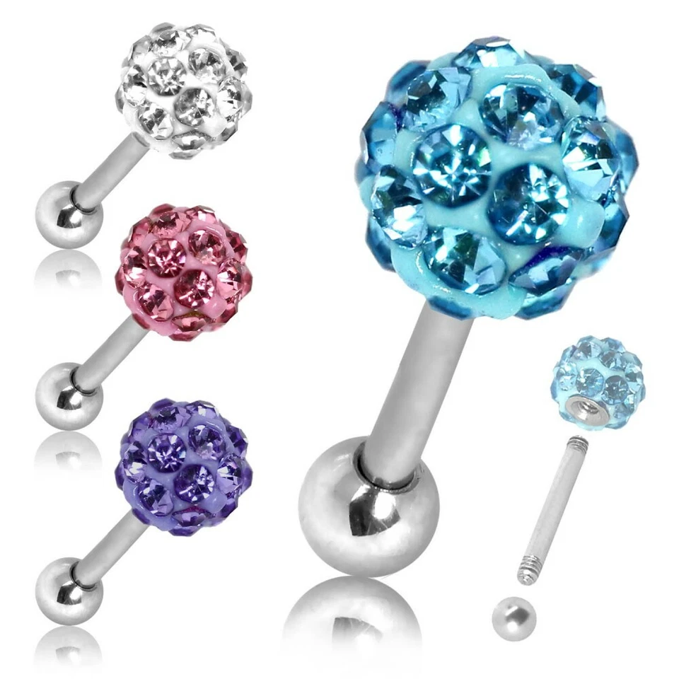 Tragus Helix Ohr Knorpel Piercing Stecker Glitzer Strass Kugel Cartilage Ohrring - Bild 1 von 1