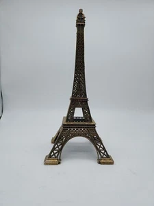 Lovely 11.25" Tall  Eiffel Tower Statue Sculpture Paris Decor Glossy Brass  - Picture 1 of 12