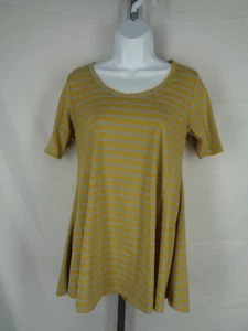 Lularoe gestreiftes perfektes T-Top Gr. XS gelb grau Swing Tunika Seitenschlitze - Bild 1 von 8