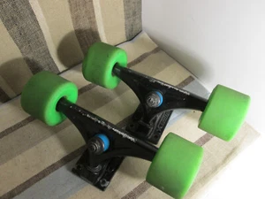 Bullet Longboard RKP Trucks Black 160 mm w/ Green Santa Cruz Wheels 66mm-Pair - Picture 1 of 7