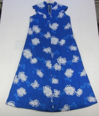 Vestido maxie hawaiano azul floral 1/2 cremallera Hilo Hattie para mujer Muumuu talla 14 Foto 1 de 4