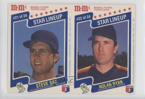 1987 M&M's Star Lineup Food Issue Panels Steve Sax Nolan Ryan #21-22 HOF