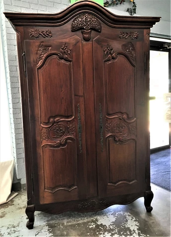 18th Century Inspired French Antique Reproduction Mahogany Armoire Cover