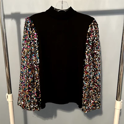 Suéter manga balão lantejoulas tomate voador brilho férias tamanho médio - Imagem 1 de 4