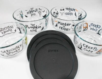 ❤️ Juego de almacenamiento HALLOWEEN 8 piezas PYREX Pesadilla antes de Navidad FRIGHT SPOOKY Foto 1 de 4