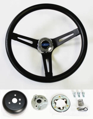 1965-1969 Ford Mustang Steering Wheel Black on Black 13 1/2" Ford Center cap - Image 1 of 4