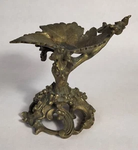 Antique Empty Pocket Bronze Grape Leaf Decorated Footed Vide Poche - Foto 1 di 16