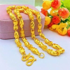 Retro Fashion 24k Thai Baht Yellow Gold  Necklace - Picture 1 of 11