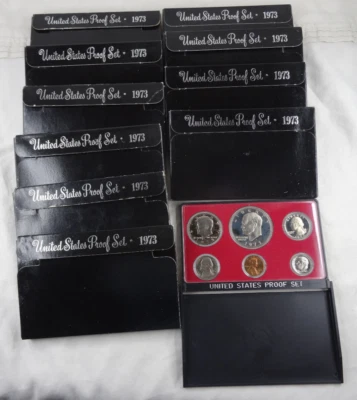 (10) 1973-S US Mint Proof Sets OGP Deep Cameo 60 Coins Bulk Lot - Image 1 of 4