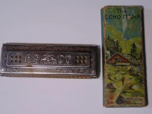 Vintage 1930s Harmonica M Hohner The Echo Harp 54/64 M 2 Key C/G Germany Box Top - Picture 1 of 12