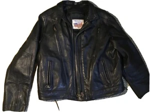 Womens "Excelled"Black Leather Biker Jacket SZ 10 zippers & leather laces MOTO  - Picture 1 of 11