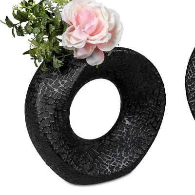 Deko Vase MODERN BLACK Kringel rund H. 18cm matt schwarz Keramik Formano - Bild 1 von 2
