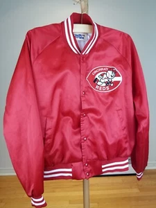 VINTAGE 90' CINCINATI REDS MLB CHALKLINE RED SATIN JACKET SZ XLARGE - Picture 1 of 5