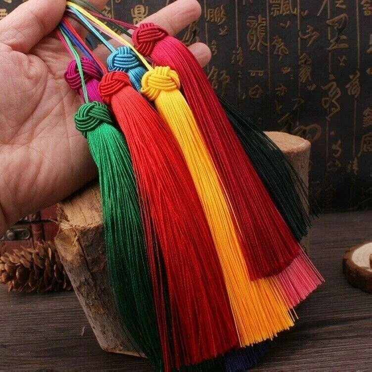 2X Luxury Silky Tassels Crafts Trim Fabric Sewing Adorn Clothing Keyring DIY New - Image 1 of 4