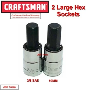 CRAFTSMAN 2 PC SAE/MM 3/8" INCH DRIVE HEX SOCKET SET - 3/8" & 10mm (46665 42679) - Picture 1 of 1