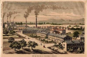 c1880 Mülhausen Arbeitersiedlung Cité ouvrière Mulhouse kolorierter Holzstich - Picture 1 of 1