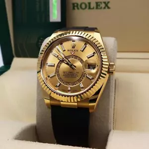 Rolex Sky-Dweller 42mm 326238 Yellow Gold Oyster Flex Champagne Dial Watch 2022 - Picture 1 of 5