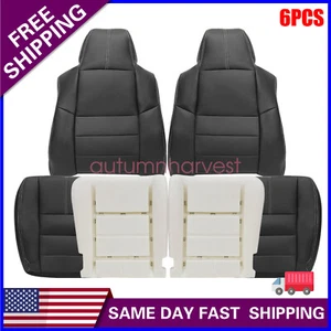 For 2008-2010 Ford F250 Lariat Driver & Passenger Seat Cover Black & Cushion Pad - Picture 1 of 23