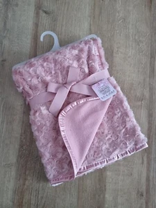 Baby Blanket Rosebud Wrap Fleece Satin Trim Cot Pram Gift 7 Colours ~ Soft Touch - Picture 1 of 2