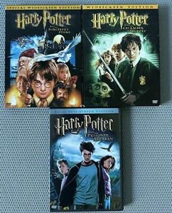 Harry Potter DVD Movies Sorcerer's Stone, Chamber of Secrets & Prisoner Azkaban - Picture 1 of 3