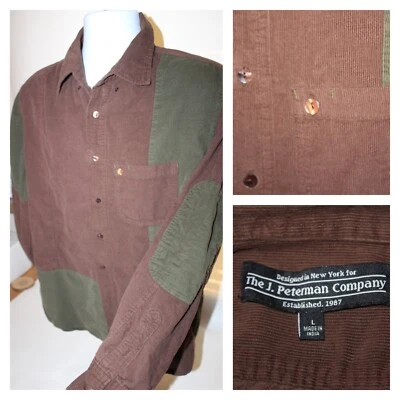 The J. Peterman Company Corduroy Patchwork Cotton Button Down Shirt Size L - Image 1 of 4