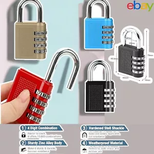 4 Digit Combination Padlock Heavy Duty Outdoor Lock Gym Travel Luggage Locker - Picture 1 of 14