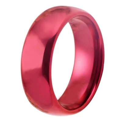 8MM Red Dome Tungsten Carbide Ring Wedding Band Ring Comfort Fit Ring Band - Image 1 of 4