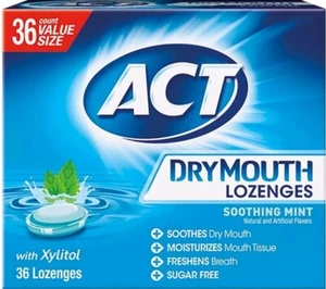 2 Pk Dry Mouth Lozenges W/ Xylitol 36 Lozenges Each SOOTHING MINT / SUGAR FREE - Picture 1 of 5