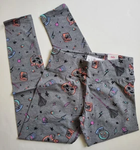 Justice Halloween Leggings Gray Cat Pumpkin Broom Candy Potion Girl's 12 NWT - Picture 1 of 6