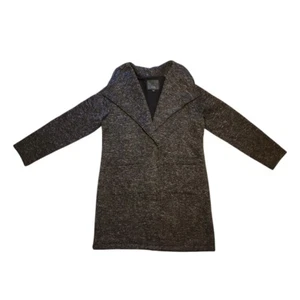 Neu mit Etikett Steve Madden XL Damen-Kniemantel schwarz meliert offen Fleece Einzelhandel 180 $ - Bild 1 von 11
