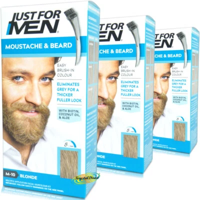 3x Just For Men M10 BLONDE Moustache & Beard Facial Hair Colour Gel Dye
