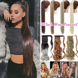 US Mega Pferdeschwanz echt lang 32" Clip In Haarverlängerung Hair Wrap 100% wie Mensch - Bild 1 von 51