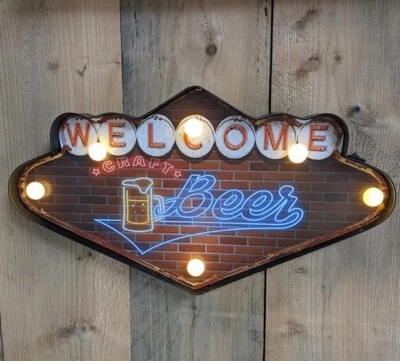 BAR PUB LEUCHTSCHILD BEER REKLAMESCHILD KNEIPE PARTYRAUM VINTAGE RETRO NEU