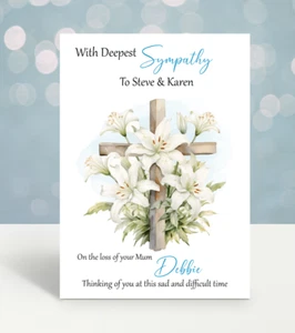 Sympathy Card Personalised Bereavement condolence Sorry For Your Loss Card - Picture 1 of 8