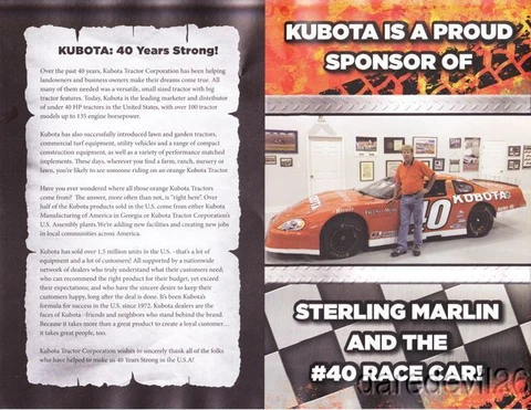 2012 Sterling Marlin Kubota Chevy Late Model Nashville thinstock postcard Cover