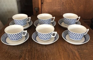 Adams Blue Clover Ironstone Cups and Saucers Set of 6 - Picture 1 of 10