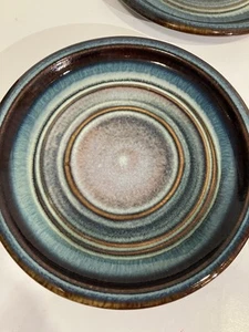 Bill Campbell Art Pottery Bread Dessert Plates Set 4 Swirl Glaze Handmade Signed - Picture 1 of 7